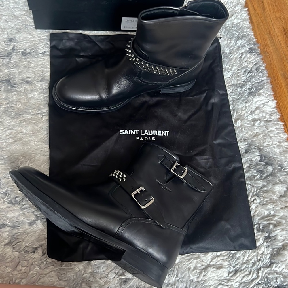 Saint Laurent Motorcycle Leather Boots - Sz 40.5